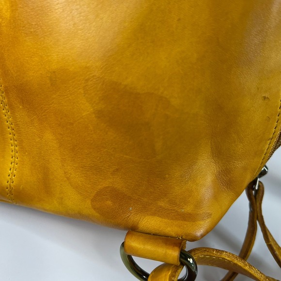 Yellow Leather Greenwood Perth Backpack Purse, 4 Zipper Pockets, Glossy Hardware main image 7